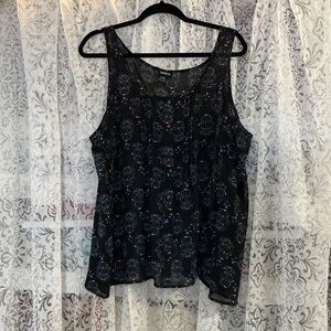 Torrid Black Sugar Skull Split Back Tank Top